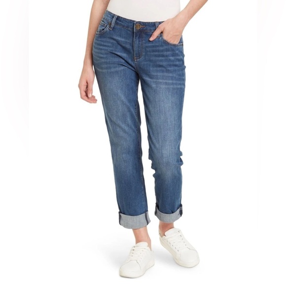 Kut from the Kloth Denim - Kut from the Kloth 10 Catherine Slim Boyfriend Rolled Cuff Bright Blue Wash